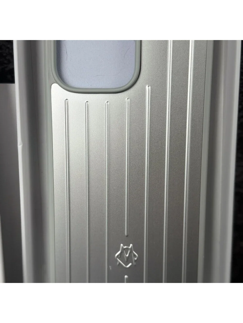 Aluminum Metal Silver Rimowa iPhone 16 Pro Max Case Grooved Luggage Style